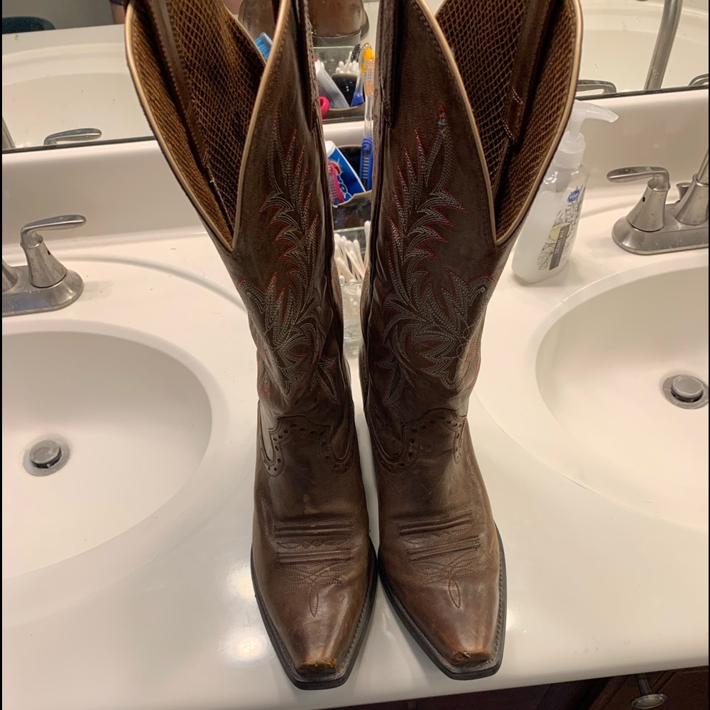 Womens ariat size 10b snip toe brown boots